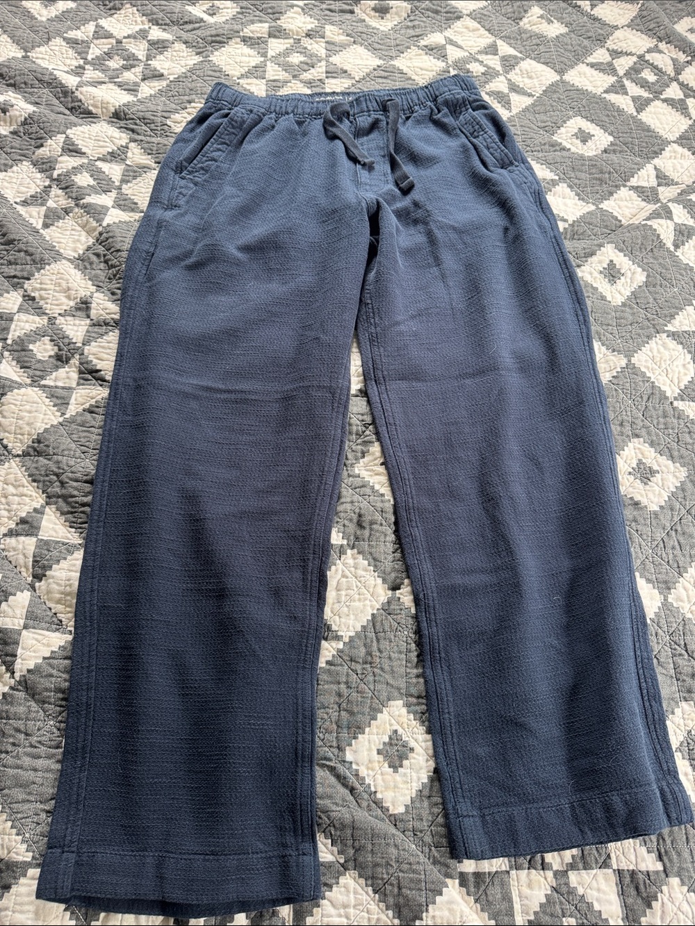 Abercrombie & Fitch Navy Blue textured Casual Drawstring Pants